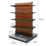 Zdjęcie produktu: Regał sklepowy WANZL dwustronny H-195 cm L-128 cm 8-półek moduł dostawny