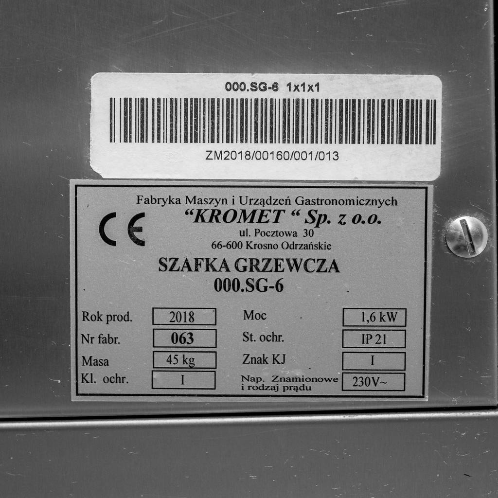 Tabliczka znamionowa rożna elektrycznego Kromet