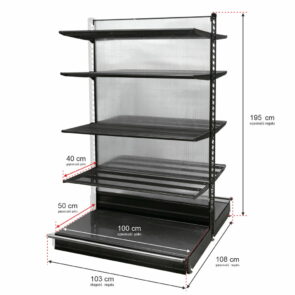 Zdjęcie produktu: Regał sklepowy WANZL dwustronny H-195 cm L-103 cm 8-półek tył poliwęglan moduł dostawny