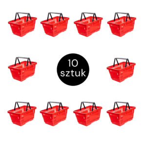 Zdjęcie produktu: Koszyk sklepowy zakupowy Mega-M czerwony ZESTAW 10 szt
