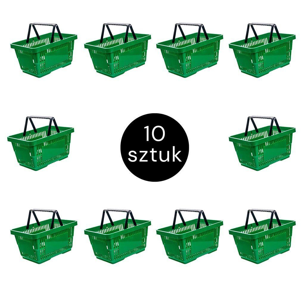 koszyk zakupowy zielony zestaw 10 szt
