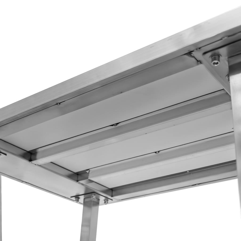 Stół gastronomiczny centralny z półką i 6 nogami Mega-M 180x60x85 cm stal nierdzewna-MTP001755 wzmacniany blat