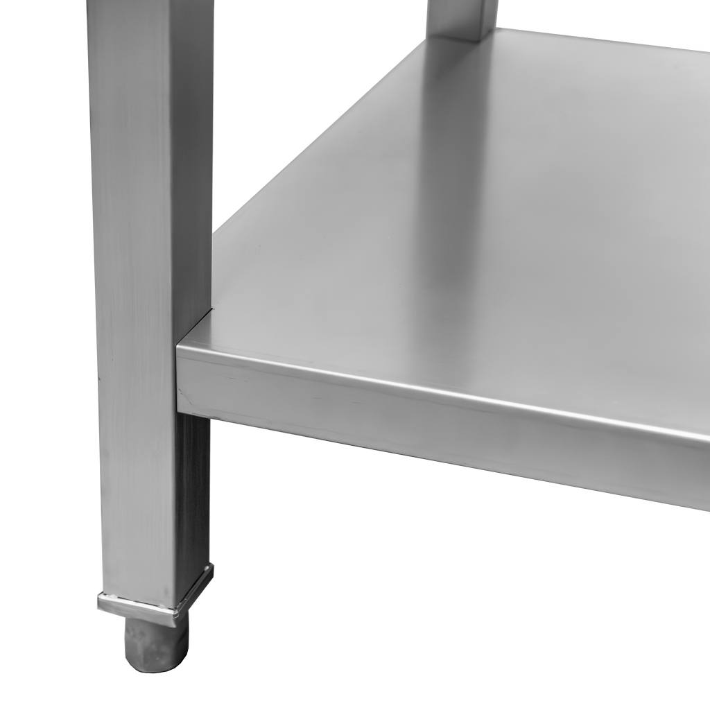 Stół gastronomiczny centralny z półką i 6 nogami Mega-M 180x60x85 cm stal nierdzewna-MTP001755 dolna półka