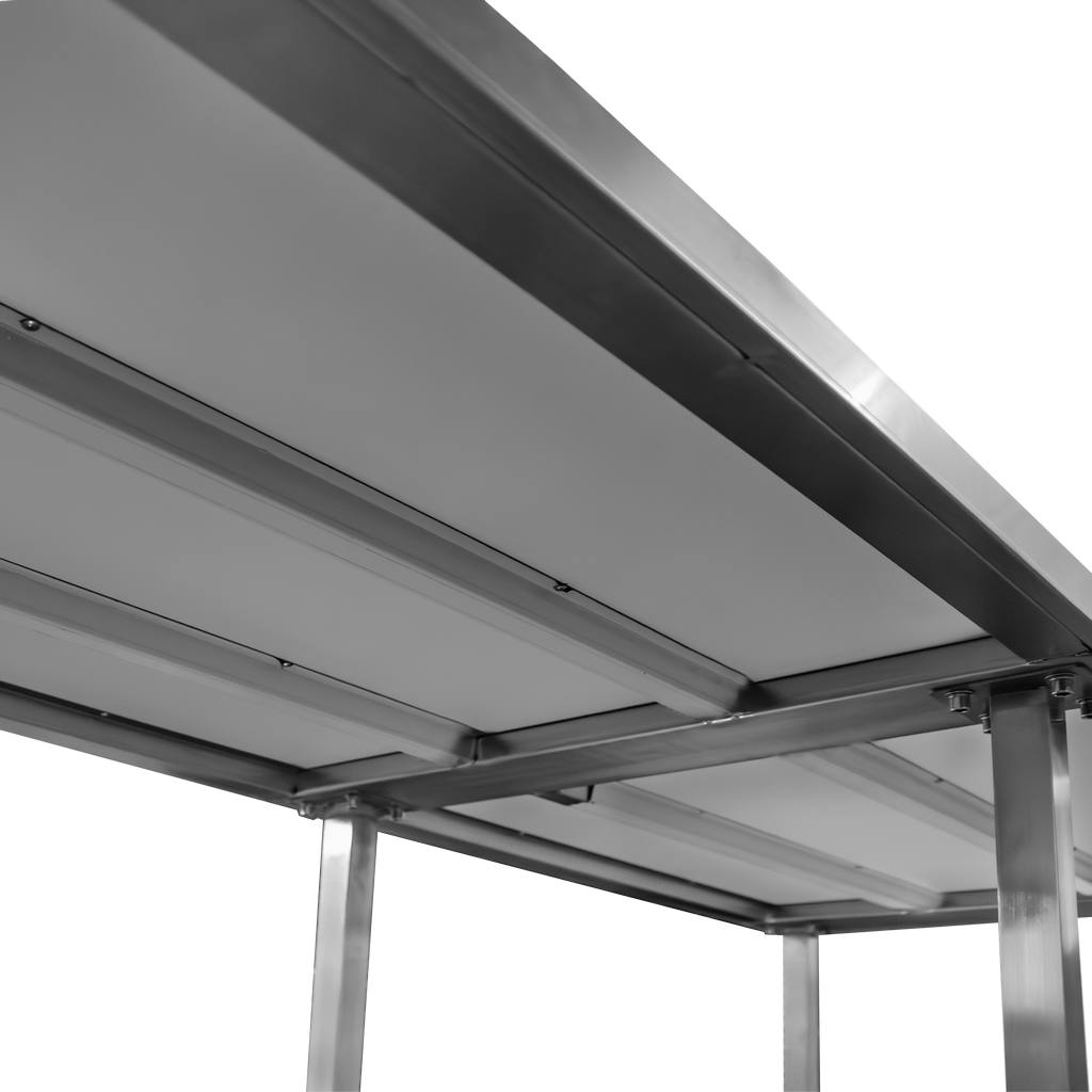 Stół gastronomiczny centralny z półką i 6 nogami Mega-M 180x60x85 cm stal nierdzewna-MTP001755