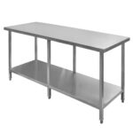 Zdjęcie produktu: Stół gastronomiczny ze stali nierdzewnej centralny z półką i 6 nogami Mega-M 180x80x85 cm