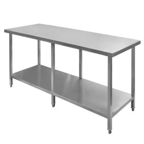 Zdjęcie produktu: Stół gastronomiczny ze stali nierdzewnej centralny z półką i 6 nogami Mega-M 180x80x85 cm