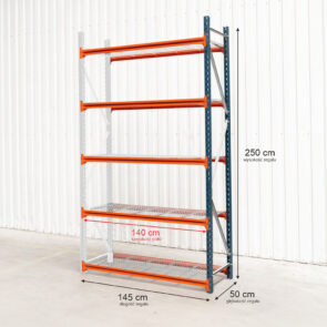 Zdjęcie produktu: Regał magazynowy 5-półkowy MECALUX M7 H-250 cm L-145 cm G-50 cm moduł dostawny