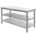 Zdjęcie produktu: Stół gastronomiczny ze stali nierdzewnej centralny z 2 półkami Mega-M 150x60x85 cm