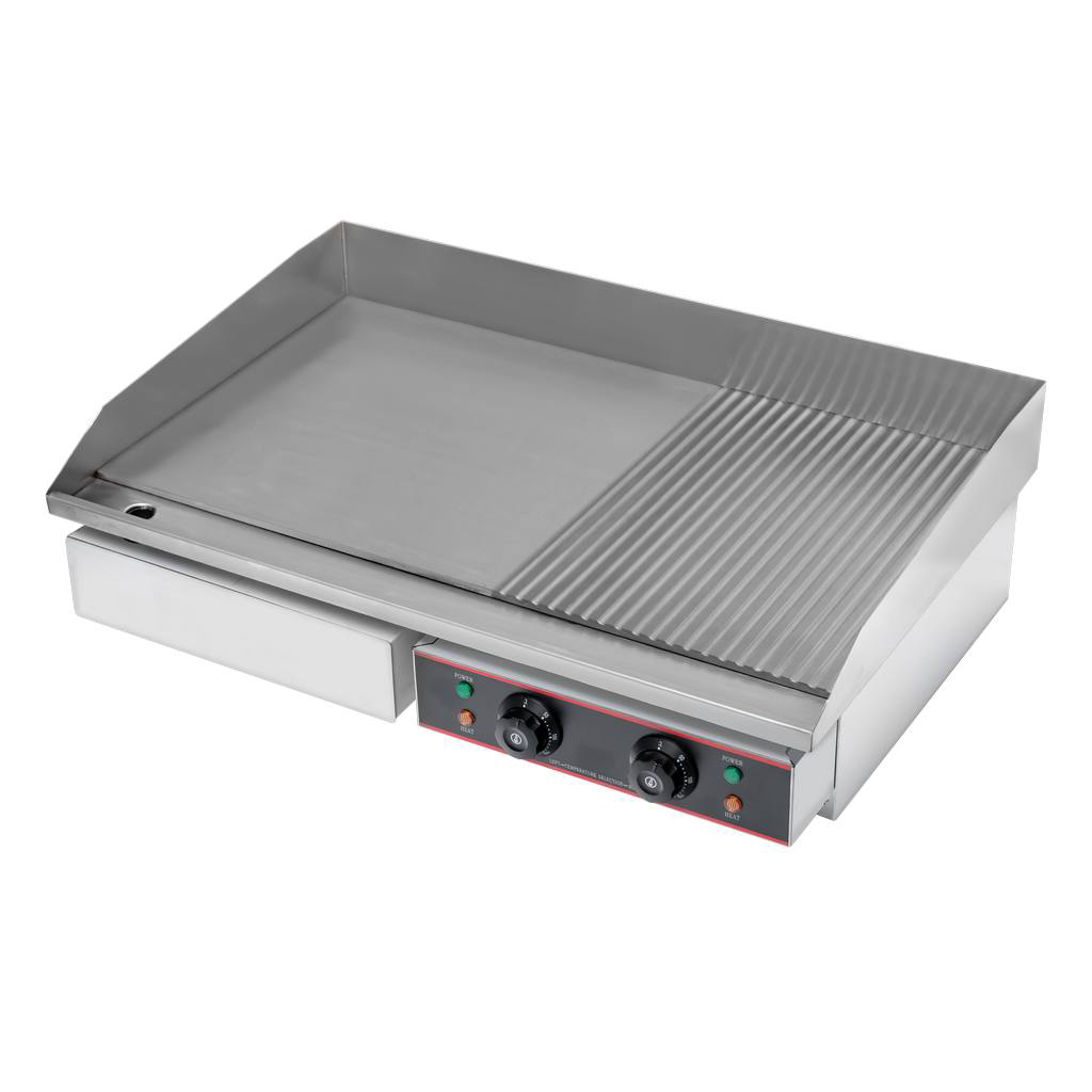 Płyta grillowa elektryczna 12 ryflowana+12 płaska Mega-M 4.4 kW mtp000603