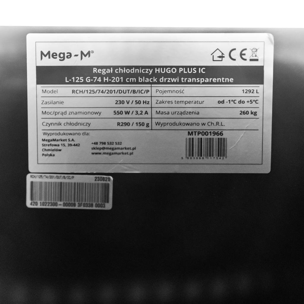 Regał chłodniczy Mega-M HUGO PLUS IC L-131 cm agregat wewnętrzny