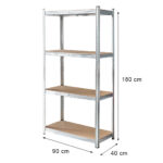 Zdjęcie produktu: Regał magazynowy Mega-M BASIC H-180 cm L-90 cm G-40 cm 4 półki z MDF 4 mm 175 kg ocynk