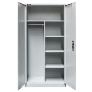 Zdjęcie produktu: Szafa gospodarcza socjalna Mega-M 2-drzwiowa z półkami S-90 cm szara