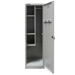 Zdjęcie produktu: Szafa gospodarcza socjalna Mega-M 1-drzwiowa z półkami S-50 cm szara