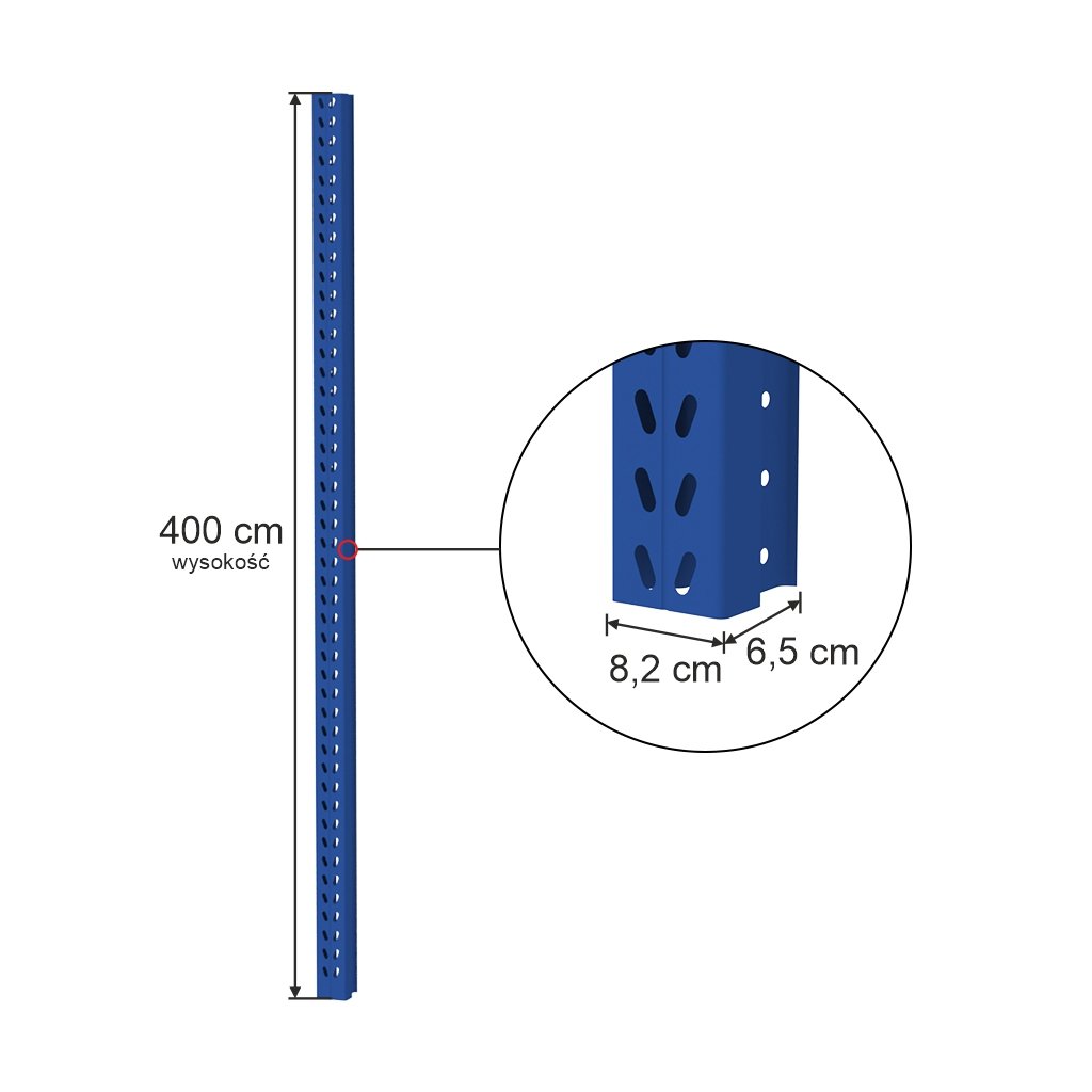 słup do regału paletowego H-400 cm niebieski