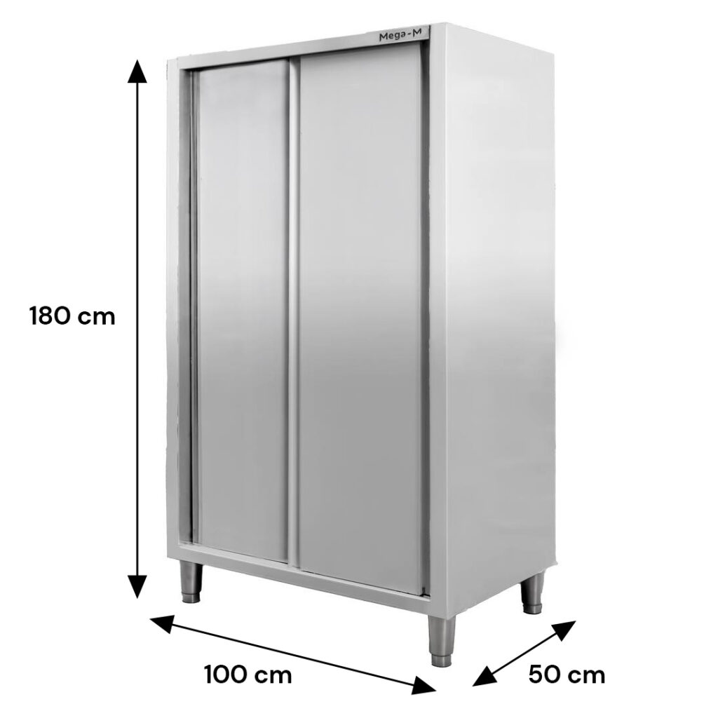 Szafa gastronomiczna przelotowa Mega-M 2-drzwiowa 100x50x180 cm stal nierdzewna-MTP001890 wymiarowanie