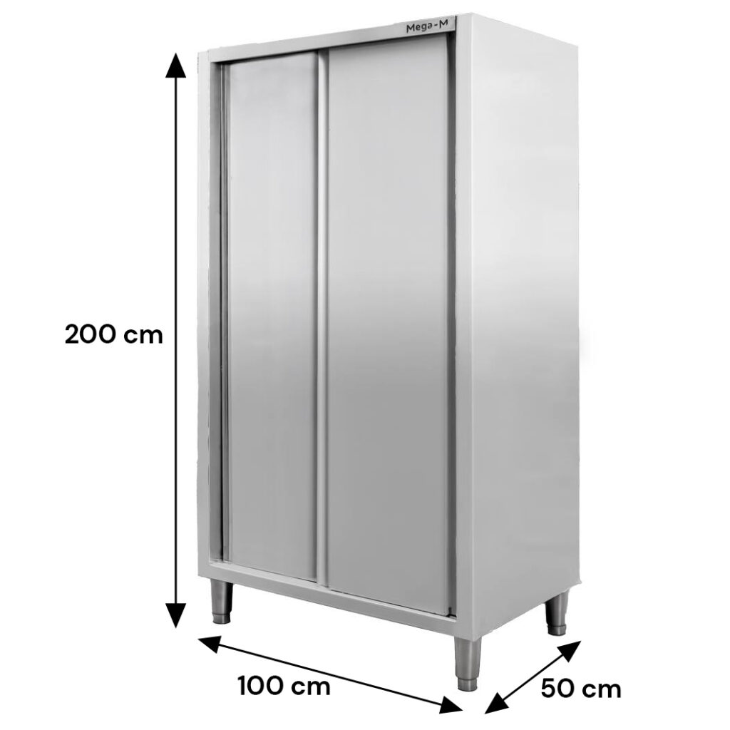 Szafa gastronomiczna przelotowa Mega-M 2-drzwiowa 100x50x200 cm stal nierdzewna-MTP001901 wymiarowanie