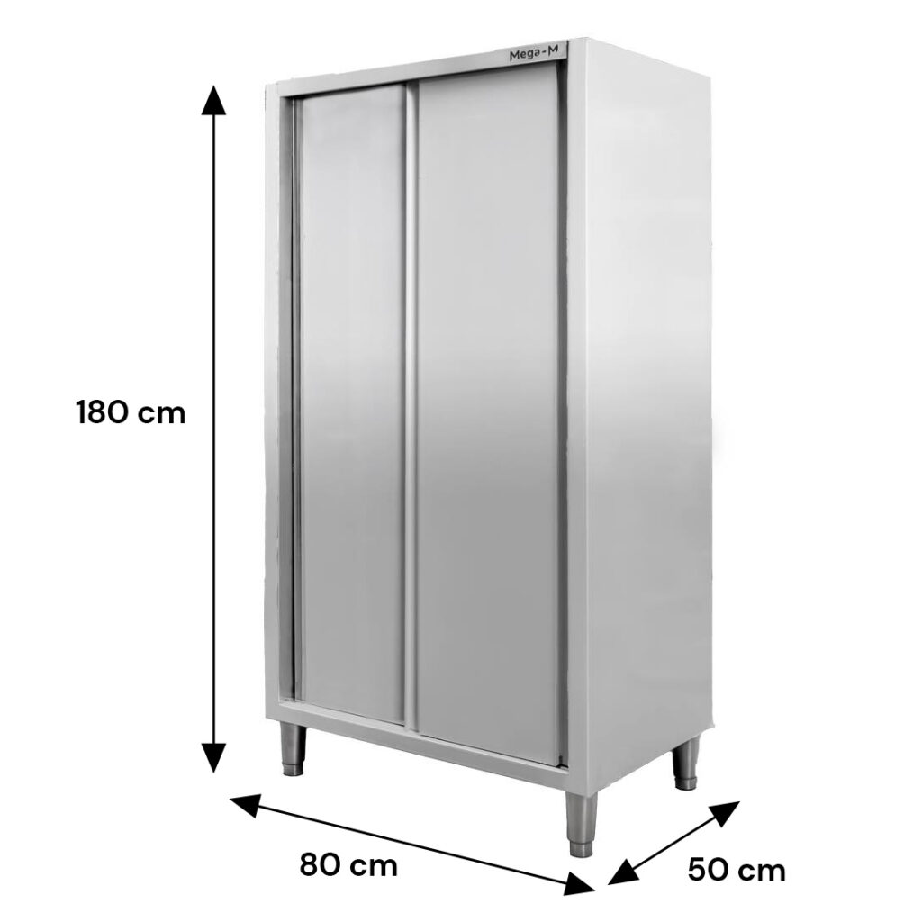 Szafa gastronomiczna przelotowa Mega-M 2-drzwiowa 80x50x180 cm stal nierdzewna-MTP001889 wymiarowanie