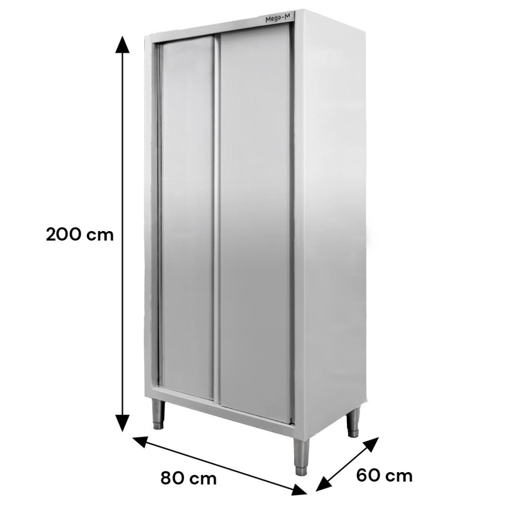 Szafa gastronomiczna przelotowa Mega-M 2-drzwiowa 80x60x200 cm stal nierdzewna-MTP001902 wymiarowanie
