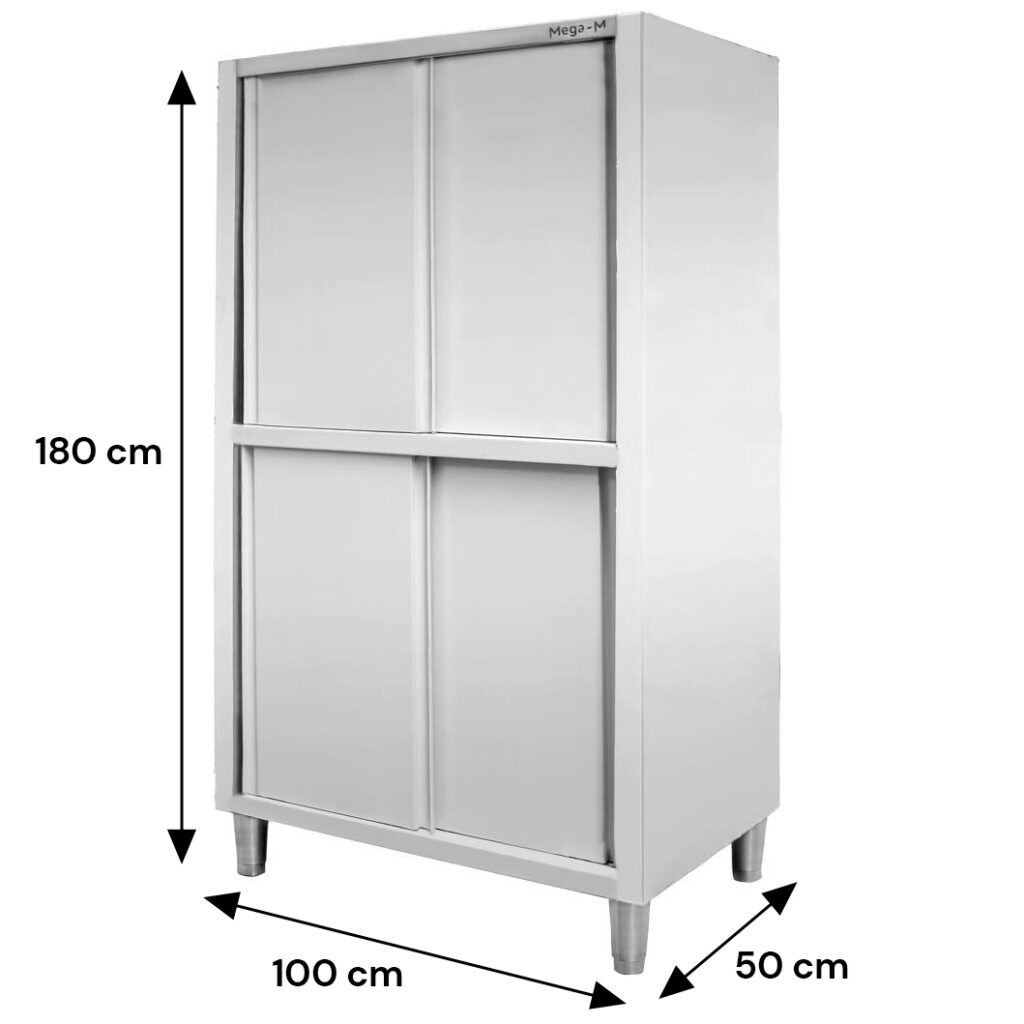 Szafa gastronomiczna przelotowa Mega-M 4-drzwiowa 100x50x180 cm stal nierdzewna-MTP001784 wymiarowanie
