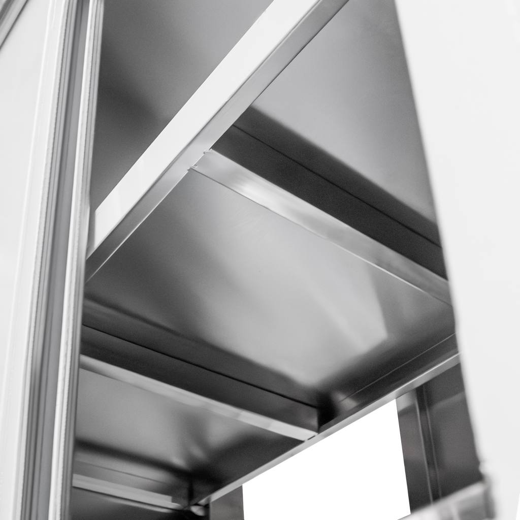 Szafa gastronomiczna przelotowa Mega-M 4-drzwiowa 100x50x180 cm stal nierdzewna-MTP001784 wzmocnienie półek