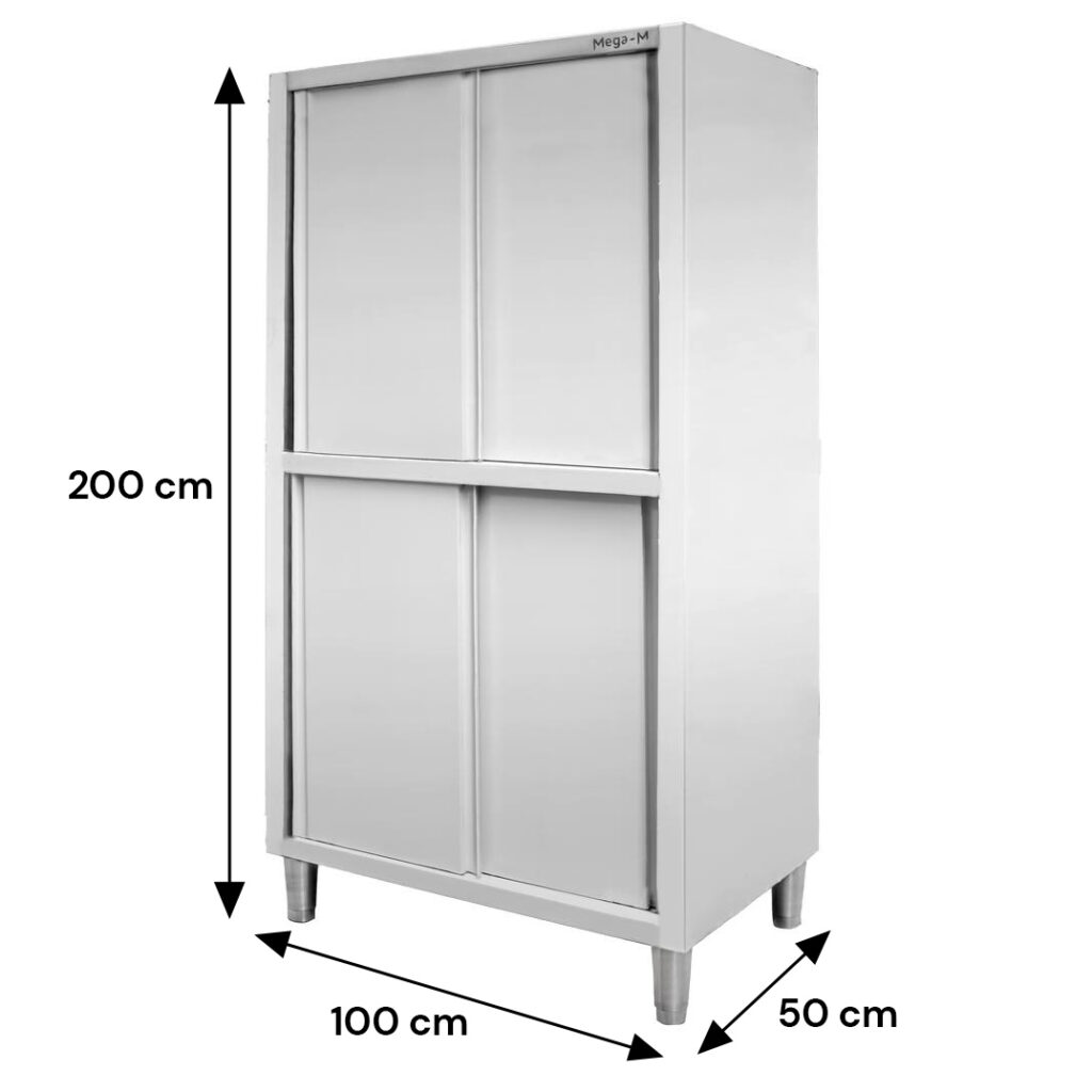 Szafa gastronomiczna przelotowa Mega-M 4-drzwiowa 100x50x200 cm stal nierdzewna-MTP001786 wymiarowanie