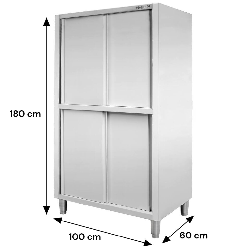 Szafa gastronomiczna przelotowa Mega-M 4-drzwiowa 100x60x180 cm stal nierdzewna-MTP001874 wymiarowanie