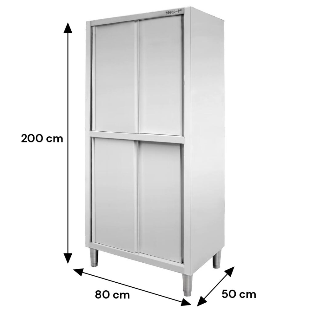 Szafa gastronomiczna przelotowa Mega-M 4-drzwiowa 80x50x200 cm stal nierdzewna-MTP001785 wymiarowanie