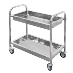 Zdjęcie produktu: Wózek gastronomiczny kelnerski 85x45x90 cm Mega-M 2 półki stal nierdzewna