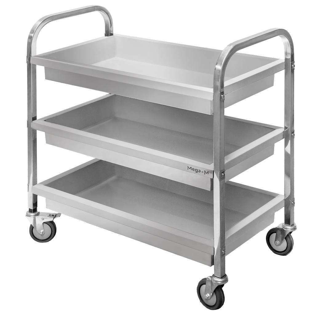 Wózek gastronomiczny kelnerski 85x45x90 cm Mega-M 3 półki stal nierdzewna-MTP001916