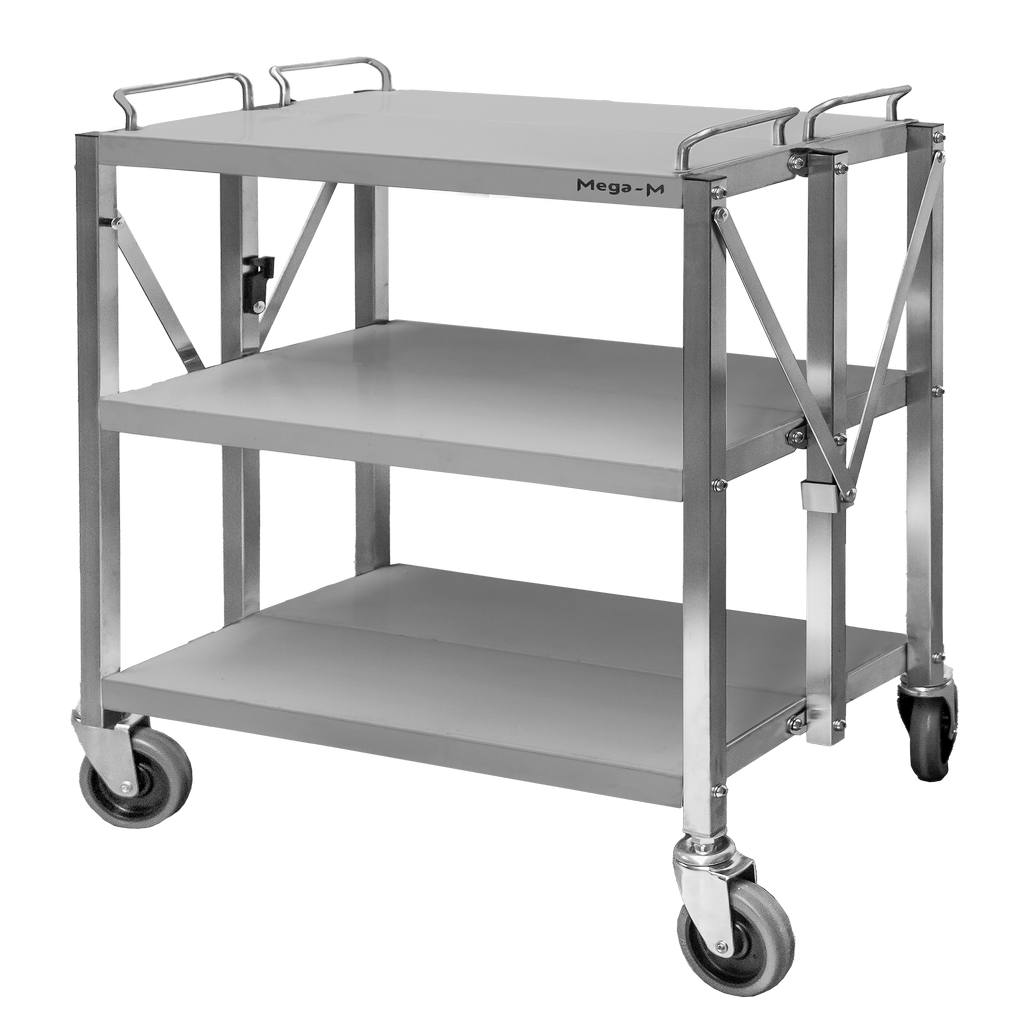 Wózek gastronomiczny kelnerski składany 63,5x40x96 cm Mega-M 3 półki stal nierdzewna-MTP001918