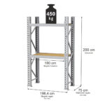 Zdjęcie produktu: Regał magazynowy 2-półkowy MGL MAGO HX H-200 cm L- 196.4 cm G-75 cm 450 kg moduł bazowy szary