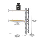Zdjęcie produktu: Regał magazynowy 2-półkowy MGL MAGO HX H-200 cm L-278.2 cm G-63 cm 570 kg moduł dostawny szary