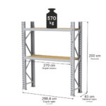 Zdjęcie produktu: Regał magazynowy 2-półkowy MGL MAGO HX H-200 cm L- 286.4 cm G-63 cm 570 kg moduł bazowy szary