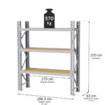 Zdjęcie produktu: Regał magazynowy 3-półkowy MGL MAGO HX H-200 cm L-286.4 cm G-63 cm 570 kg moduł bazowy szary