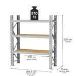 Zdjęcie produktu: Regał magazynowy 3-półkowy MGL MAGO HX H-200 cm L-286,4 cm G-75 cm 570 kg moduł bazowy szary