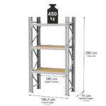 Zdjęcie produktu: Regał magazynowy 3-półkowy MGL MAGO HX H-260 cm L-196.4 cm G-75 cm 450 kg moduł bazowy szary