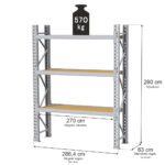 Zdjęcie produktu: Regał magazynowy 3-półkowy MGL MAGO HX H-260 cm L-286.4 cm G-63 cm 570 kg moduł bazowy szary