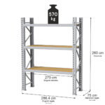 Zdjęcie produktu: Regał magazynowy 3-półkowy MGL MAGO HX H-260 cm L-286.4 cm G-75 cm 570 kg moduł bazowy szary