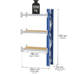 Zdjęcie produktu: Regał magazynowy 3-półkowy MGL MAGO HX H-300 cm L-188.2 cm G-63 cm 550 kg moduł dostawny niebiesko-szary