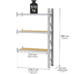 Zdjęcie produktu: Regał magazynowy 3-półkowy MGL MAGO HX H-360 cm L-278,2 cm G-63 cm 570 kg moduł dostawny szary