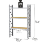 Zdjęcie produktu: Regał magazynowy 3-półkowy MGL MAGO HX H-360 cm L-286.4 cm G-75 cm 570 kg moduł bazowy szary