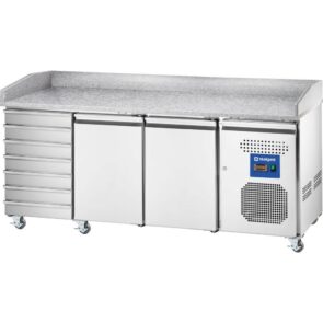 Zdjęcie produktu: Stół chłodniczy do pizzy z granitowym blatem STALGAST 833271 2-drzwiowy z szufladami 580l