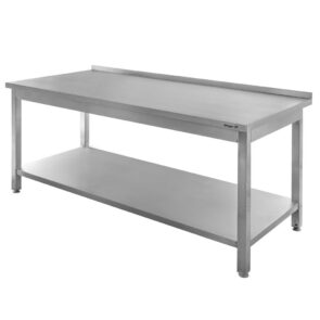 Zdjęcie produktu: Stół gastronomiczny ze stali nierdzewnej spawany przyścienny z półką Mega-M 200x70x85 cm