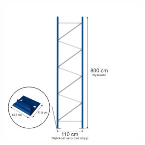 Zdjęcie produktu: Rama MECALUX H-800 cm G-110 cm W-8 cm niebieska (skręcona)