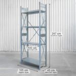 Zdjęcie produktu: Regał magazynowy 4-półkowy DEXION H-247 cm L-105 cm G-40 cm moduł bazowy z siatką