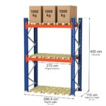 Zdjęcie produktu: Regał magazynowy paletowy MGL MAGO HX 0+2 H-400 cm L-286,4 cm moduł bazowy, 3000 kg nośność na parę trawersów