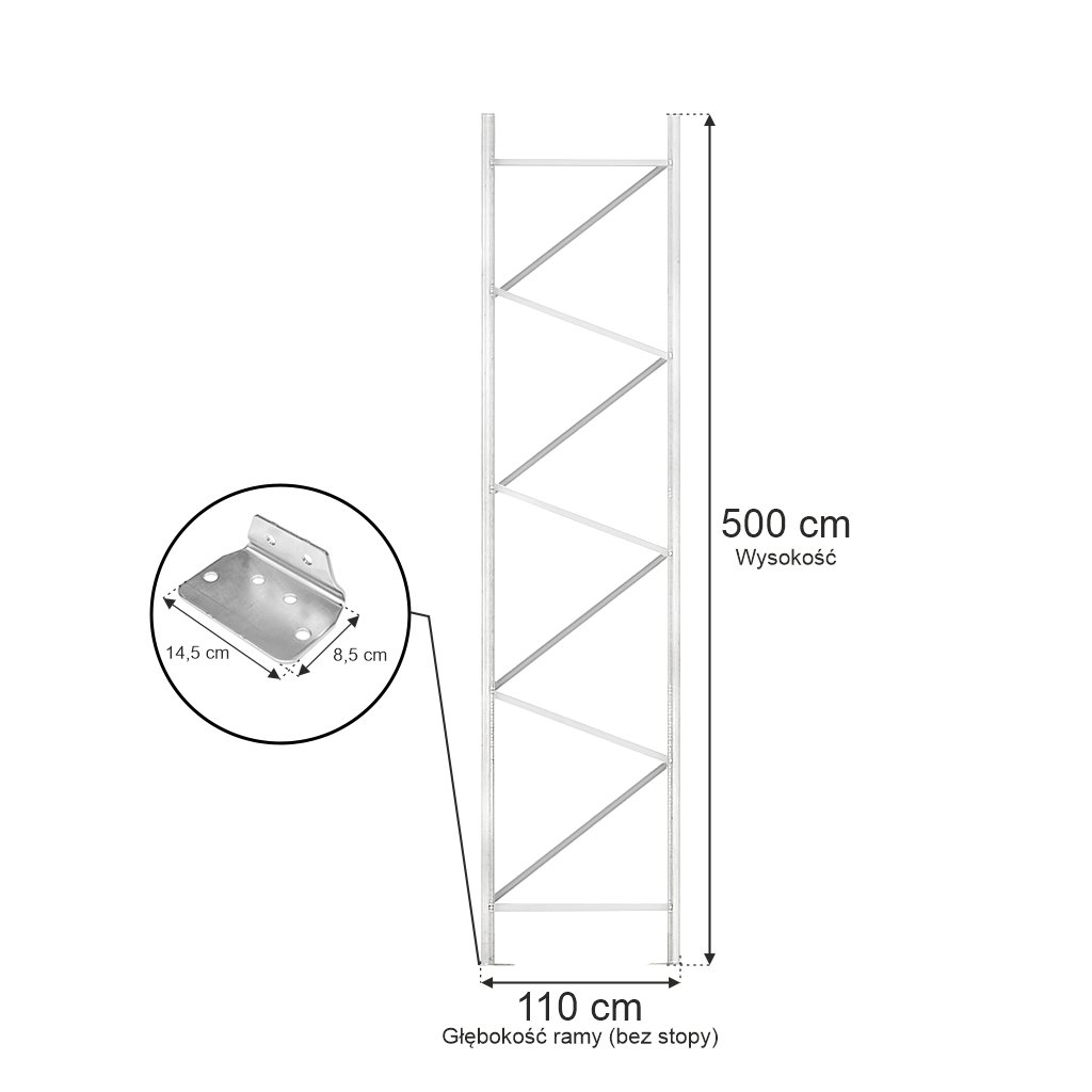 Rama MAGO HX82 H-500 cm G-110 cm W-8.2 cm ocynk (elementy ramy) MPP000417