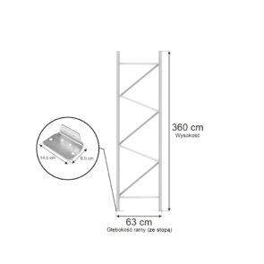 Zdjęcie produktu: Rama MGL MAGO HX82 H-360 cm G-63 cm W-8.2 cm szara (w elementach)