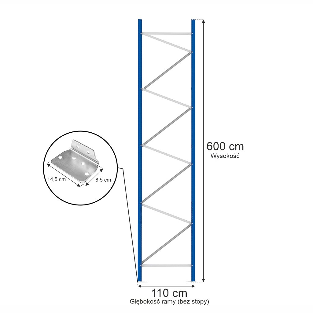 Rama Mago HX 82 H-600 cm G-110 cm W-8.2 cm niebieska (elementy ramy) MPP000415
