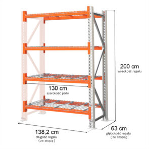 Zdjęcie produktu: Regał magazynowy 4-półkowy MGL MAGO HX H-200 cm G-63 cm L-138.2 cm moduł dostawny 300 kg